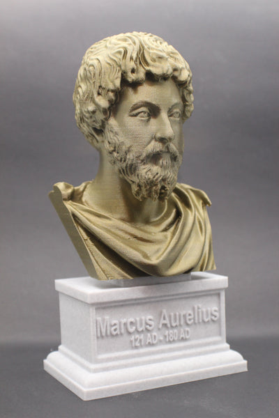 Marcus Aurelius Roman Emperor and Philosopher Sculpture Bust on Box Plinth