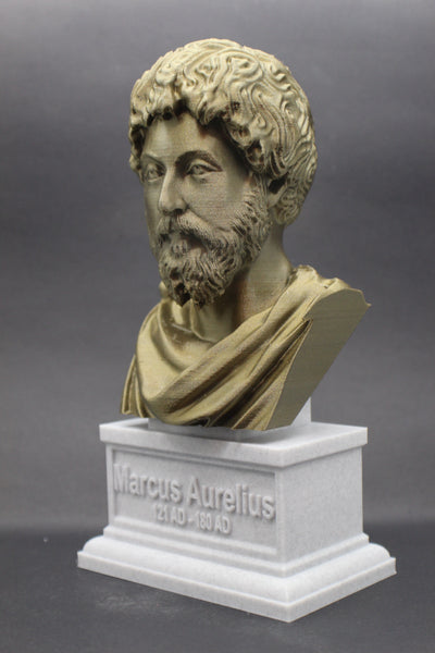 Marcus Aurelius Roman Emperor and Philosopher Sculpture Bust on Box Plinth