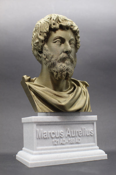 Marcus Aurelius Roman Emperor and Philosopher Sculpture Bust on Box Plinth