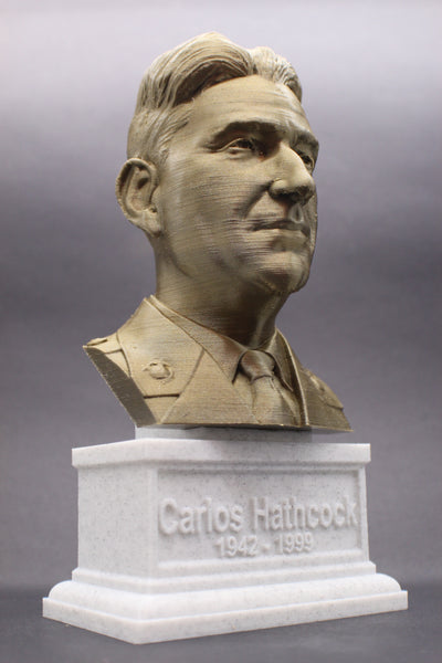 Carlos "White Feather" Hathcock Legendary US Marine Corps Marksman Sniper Sculpture Bust on Box Plinth