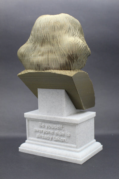 Oscar Wilde, Irish Poet and Playwright, Sculpture Bust on Box Plinth