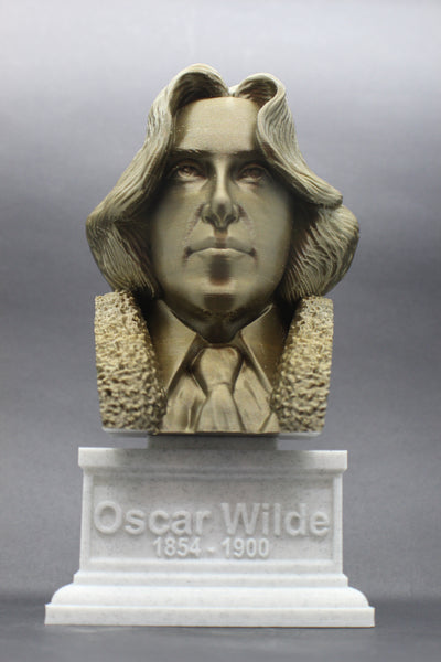 Oscar Wilde, Irish Poet and Playwright, Sculpture Bust on Box Plinth