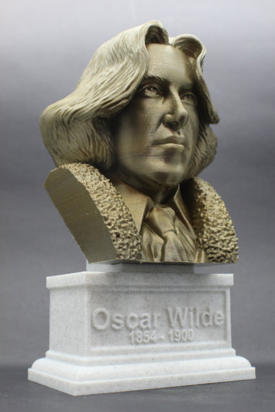 Oscar Wilde, Irish Poet and Playwright, Sculpture Bust on Box Plinth