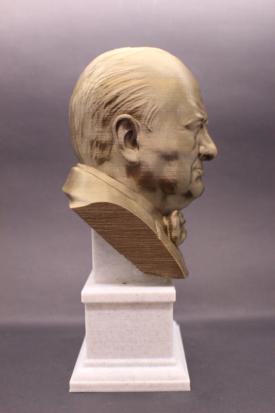 Winston Churchill British Statesman, Army Officer, Writer, and Prime Minister Sculpture Bust on Box Plinth