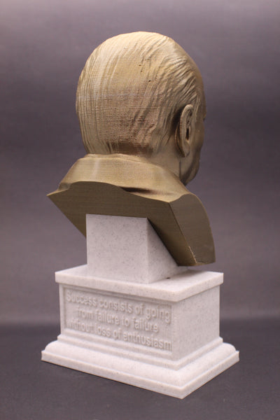 Winston Churchill British Statesman, Army Officer, Writer, and Prime Minister Sculpture Bust on Box Plinth