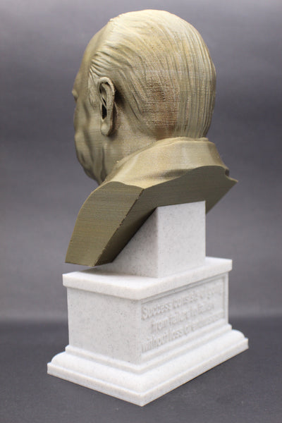 Winston Churchill British Statesman, Army Officer, Writer, and Prime Minister Sculpture Bust on Box Plinth