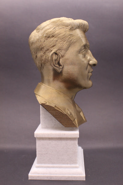 John Basilone Legendary US Marine Corps Medal of Honor Winner Sculpture Bust on Box Plinth