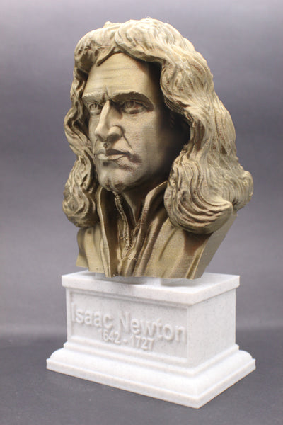 Isaac Newton Famous English Mathematician, Physicist and Astronomer Sculpture Bust on Box Plinth