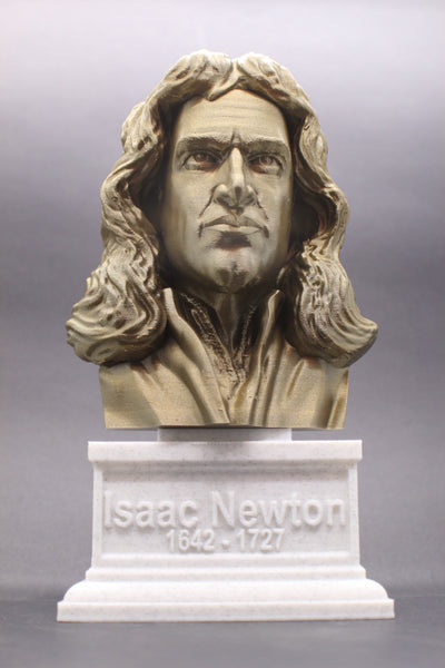 Isaac Newton Famous English Mathematician, Physicist and Astronomer Sculpture Bust on Box Plinth