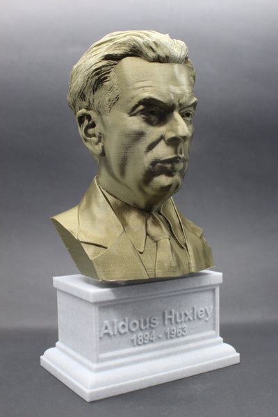 Aldous Huxley, Famous English Writer and Philosopher, Sculpture Bust on Box Plinth