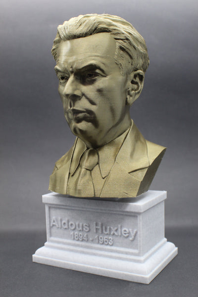 Aldous Huxley, Famous English Writer and Philosopher, Sculpture Bust on Box Plinth