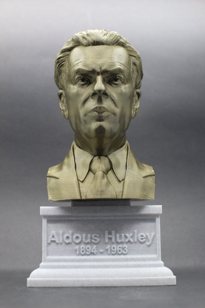 Aldous Huxley, Famous English Writer and Philosopher, Sculpture Bust on Box Plinth