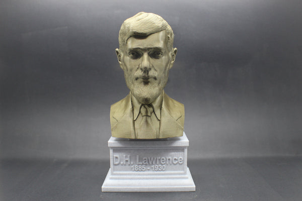 D.H. Lawrence, Famous English Writer and Poet, Sculpture Bust on Box Plinth
