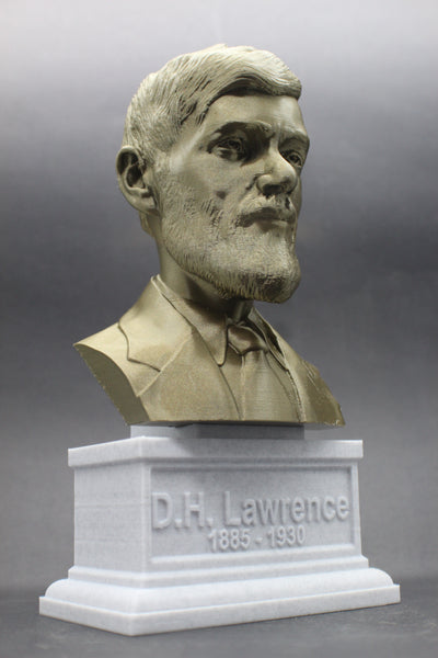 D.H. Lawrence, Famous English Writer and Poet, Sculpture Bust on Box Plinth