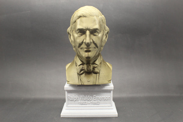 Ralph Waldo Emerson, American Essayist, Lecturer, and Philosopher, Sculpture Bust on Box Plinth