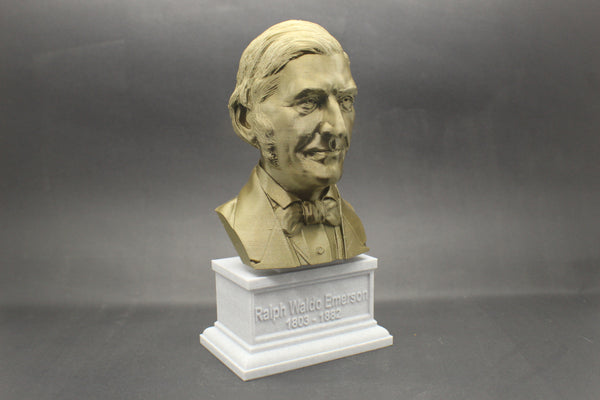 Ralph Waldo Emerson, American Essayist, Lecturer, and Philosopher, Sculpture Bust on Box Plinth