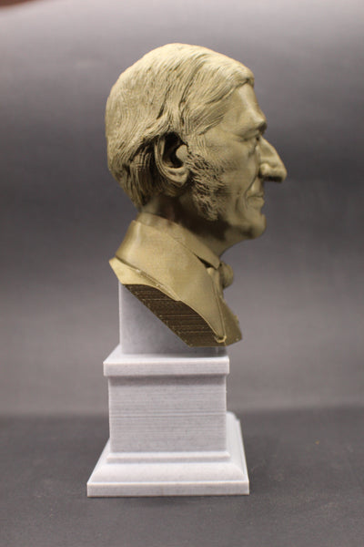 Ralph Waldo Emerson, American Essayist, Lecturer, and Philosopher, Sculpture Bust on Box Plinth