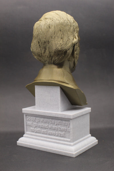 Ralph Waldo Emerson, American Essayist, Lecturer, and Philosopher, Sculpture Bust on Box Plinth