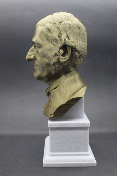 Ralph Waldo Emerson, American Essayist, Lecturer, and Philosopher, Sculpture Bust on Box Plinth
