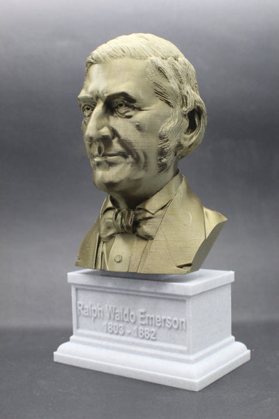 Ralph Waldo Emerson, American Essayist, Lecturer, and Philosopher, Sculpture Bust on Box Plinth