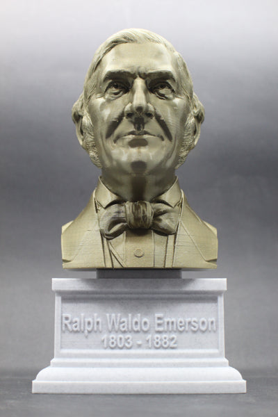 Ralph Waldo Emerson, American Essayist, Lecturer, and Philosopher, Sculpture Bust on Box Plinth