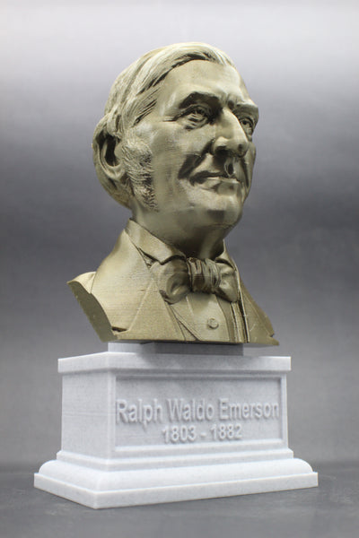 Ralph Waldo Emerson, American Essayist, Lecturer, and Philosopher, Sculpture Bust on Box Plinth