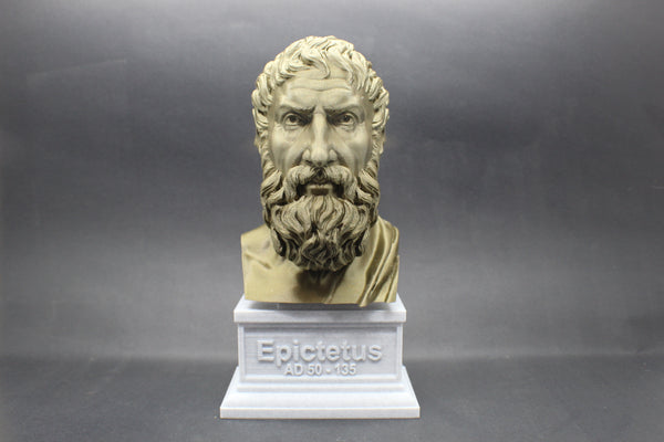 Epictetus Greek Stoic Philosopher Sculpture Bust on Box Plinth