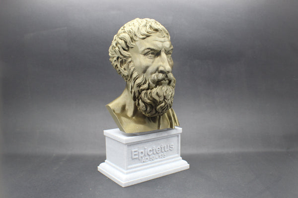 Epictetus Greek Stoic Philosopher Sculpture Bust on Box Plinth
