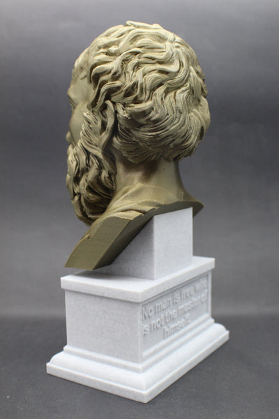 Epictetus Greek Stoic Philosopher Sculpture Bust on Box Plinth