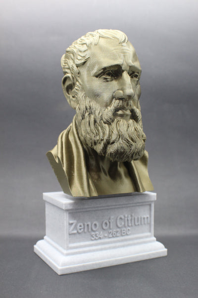 Zeno of Citium Greek Stoic Philosopher Sculpture Bust on Box Plinth