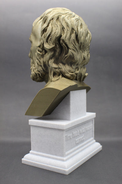 Seneca the Younger Greek Stoic Philosopher Sculpture Bust on Box Plinth