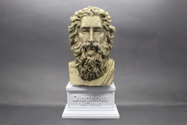 Diogenes the Cynic Greek Philosopher Sculpture Bust on Box Plinth