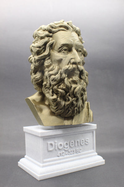Diogenes the Cynic Greek Philosopher Sculpture Bust on Box Plinth