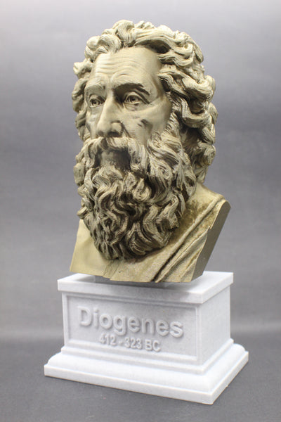 Diogenes the Cynic Greek Philosopher Sculpture Bust on Box Plinth