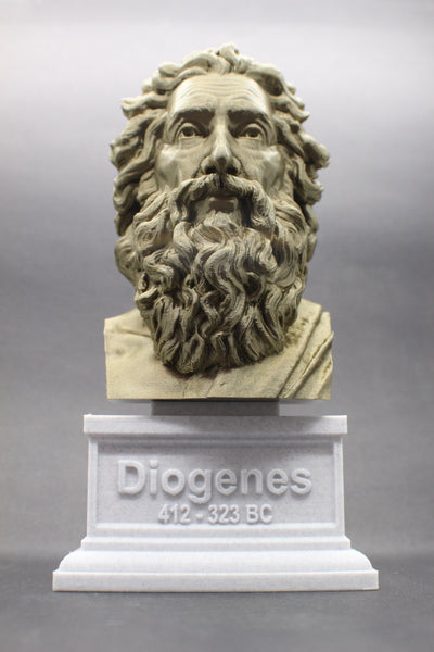Diogenes the Cynic Greek Philosopher Sculpture Bust on Box Plinth