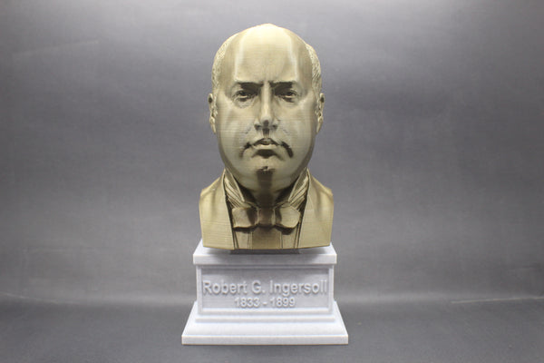 Robert G. Ingersoll Famous American Lawyer Sculpture Bust on Box Plinth