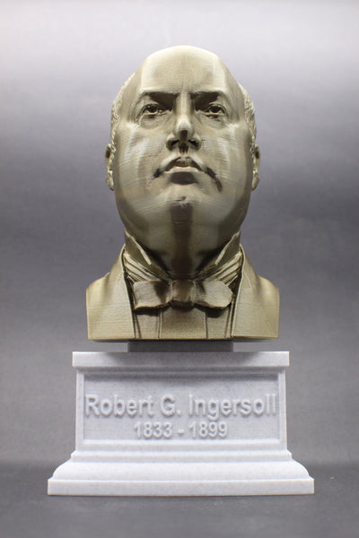 Robert G. Ingersoll Famous American Lawyer Sculpture Bust on Box Plinth