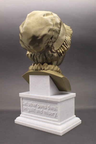 Jane Austen, Famous English Novelist, Sculpture Bust on Box Plinth