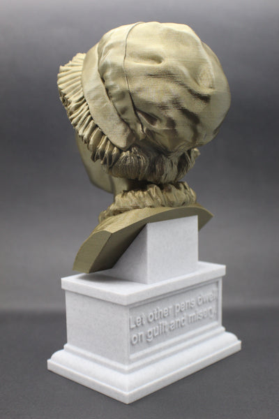 Jane Austen, Famous English Novelist, Sculpture Bust on Box Plinth