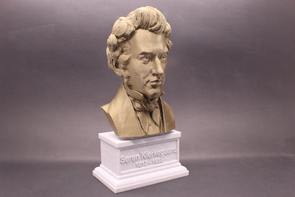 Soren Kierkegaard Danish Existentialist Philosopher Sculpture Bust on Box Plinth