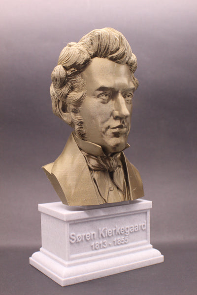 Soren Kierkegaard Danish Existentialist Philosopher Sculpture Bust on Box Plinth
