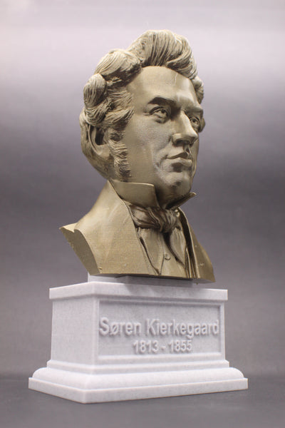 Soren Kierkegaard Danish Existentialist Philosopher Sculpture Bust on Box Plinth