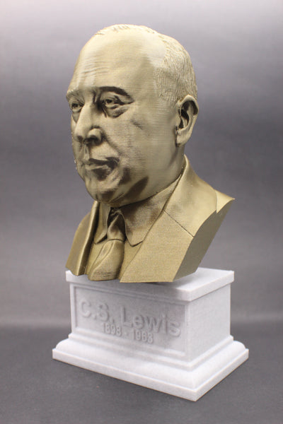 C.S. Lewis, Famous British Writer, Sculpture Bust on Box Plinth
