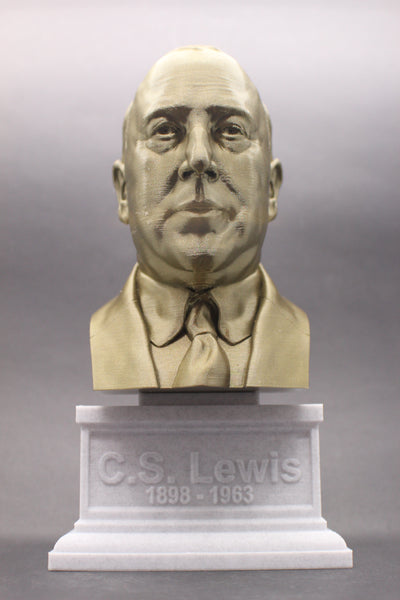 C.S. Lewis, Famous British Writer, Sculpture Bust on Box Plinth