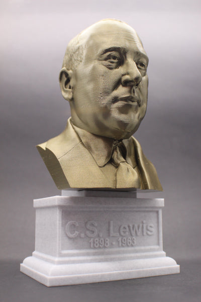 C.S. Lewis, Famous British Writer, Sculpture Bust on Box Plinth
