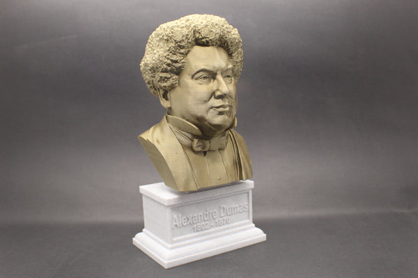 Alexandre Dumas, Famous French Writer, Sculpture Bust on Box Plinth