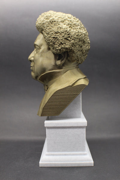 Alexandre Dumas, Famous French Writer, Sculpture Bust on Box Plinth