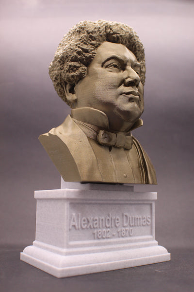 Alexandre Dumas, Famous French Writer, Sculpture Bust on Box Plinth