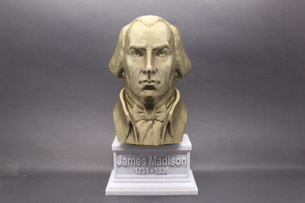 James Madison, 4th US President, Sculpture Bust on Box Plinth