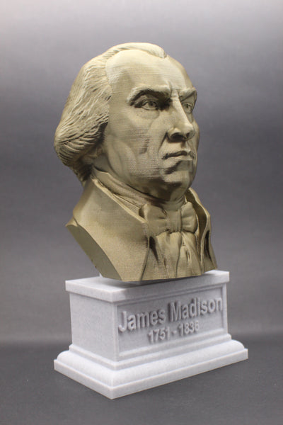 James Madison, 4th US President, Sculpture Bust on Box Plinth
